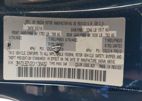 2016 Scion Ia z USA, uszkodzony, nr VIN 3MYDLBZV2GY138482